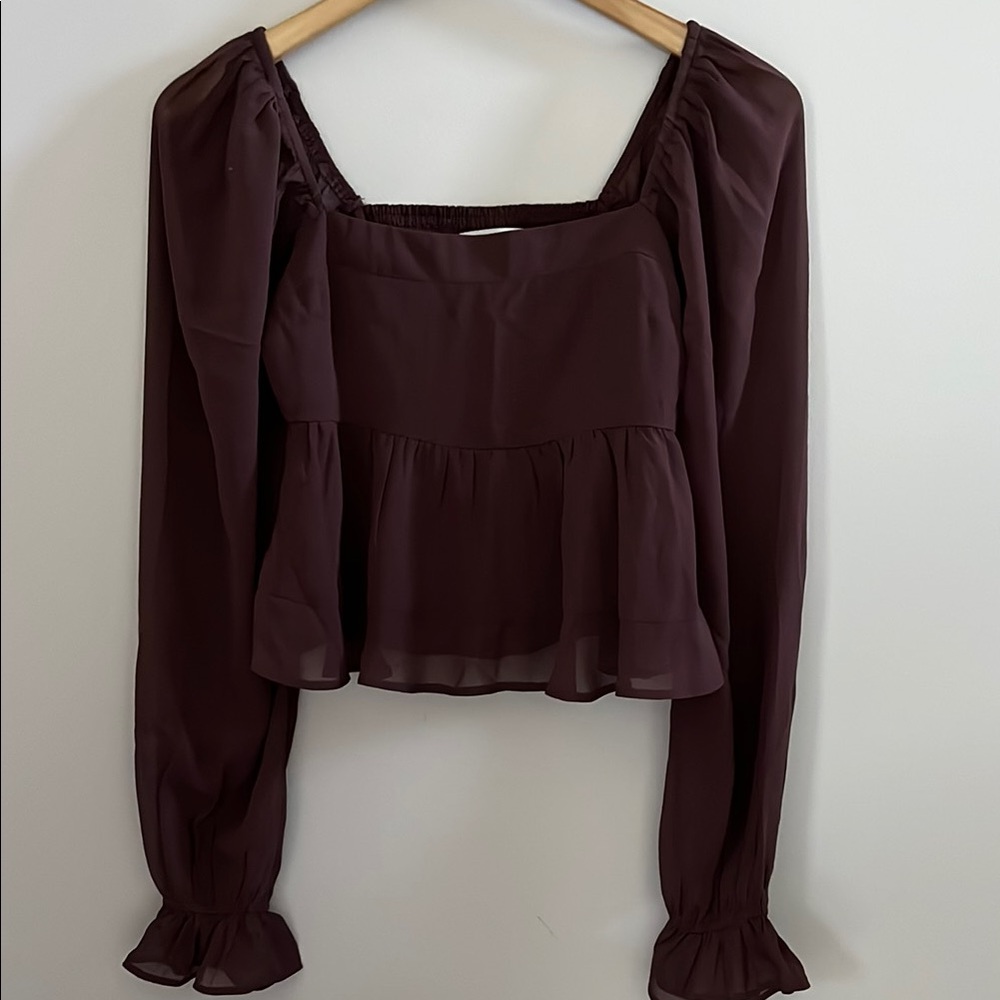 NWT Abercrombie & Fitch Babydoll Sheer Sleeve Blouse size XS